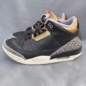 Nike Air Jordan 3 Retro Shoes Womens Size 7.5 Black Gold Red WMNS CK9246-067